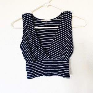 Iris Los Angeles Urban Outfitters Deep V Neck Stripe Tank Crop Top Small